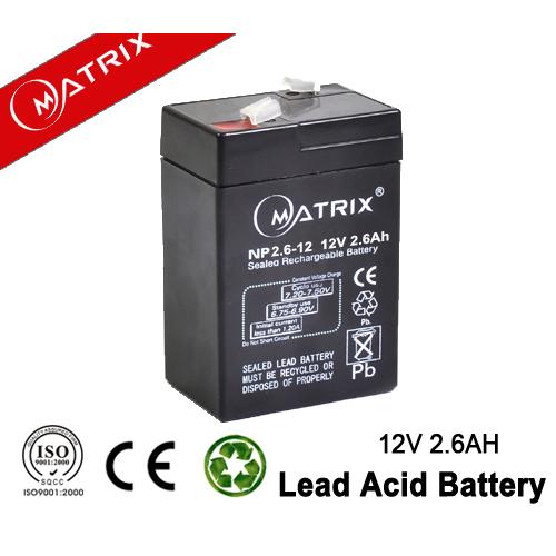 Rechargeable Sealed Lead Acid Battery 12V 2.6AH For LED Lawn Light